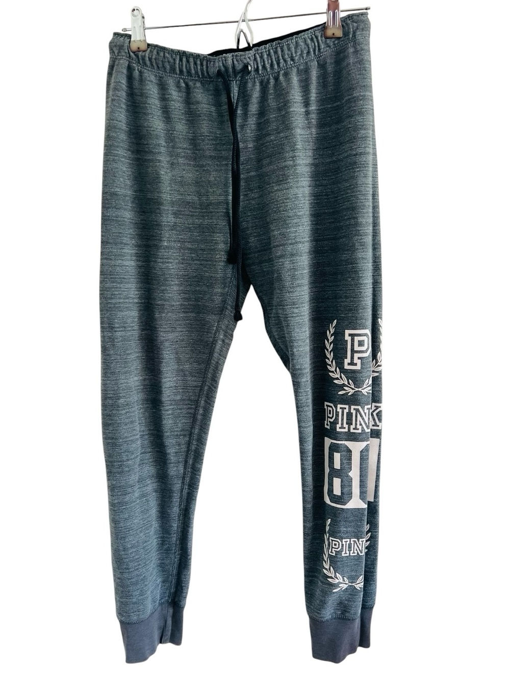 PINK | Victoria Secret Grey Heather Jogger Sweatpants with Logo Print